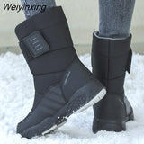 Weiyinxing Women Winter Boots High Quality Waterproof Mid-Calf Snow Boots Warm Plush Platform Shoes Botas De Mujer Black Boots