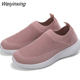 Weiyinxing 2023 Women Sneakers Vulcanized Shoes Sock Sneakers Women Summer Slip On Flat Shoes Women Plus Size Loafers Walking Flat