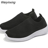 Weiyinxing 2023 Women Sneakers Vulcanized Shoes Sock Sneakers Women Summer Slip On Flat Shoes Women Plus Size Loafers Walking Flat