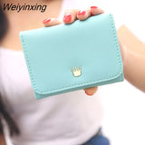 Weiyinxing Crown Women's Wallet 2023 New PU Buckle Short Wallet Student Disassembled Coin Purse Cute Small Fresh Three-fold Wallet