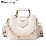 Weiyinxing New Women Top-handle Mini Bucket Bag Pure Color Luxury Designer Handbags Quality Leather Messenger Shoulder Cross Bag