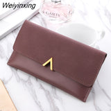 Weiyinxing Leather Women Wallets Hasp Lady Moneybags Zipper Coin Purse Woman Envelope Wallet Money Cards ID Holder Bags Purses Pocket