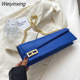 Weiyinxing Luxury PU Leather Flap Shoulder Bags Office Women 2023 Brand Big Crossbody Sling Bags Chain Handbags and Purses