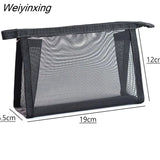 Weiyinxing Women Men Necessary Portable Cosmetic Bag Transparent Travel Organizer Fashion Large Black Toiletry Bags Makeup Pouch