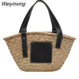 Weiyinxing Rattan Large Capacity Tote Designer Wicker Woven Women Handbags Summer Beach Bali Straw Bag Lady Travel Big Basket Purse