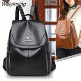 Weiyinxing Women Backpack Leather Leisure School Bags For Teenager Girls Lady Fashion Shoulder Bags High Quality Lady Travel Backpack