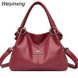 Weiyinxing Fashion High Quality Solid Color Leather Women's Handbags Large Capacity Messenger Bags Ladies Casual Simple Messenger Bags