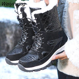 Weiyinxing Winter Ankle Boots Women Waterproof Shoes Keep Warm Non-slip Black Snow Boots Ladies Lace-up Plus Size 42 Grey Boots