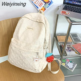 Weiyinxing Capacity Student Backpack Korean Japanese Solid Color Girl Three Piece Set Schoolbag Casual Simplicity Style Book Pack New