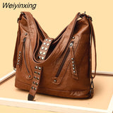 Weiyinxing Women Bag Large Capacity Rivet Leather Crossbody Bag Ladies Tote Sac Designer 3 In 1 Women Backpack Shoulder Bags Women Handbags