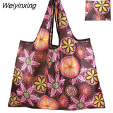 Weiyinxing Large Reusable Shopper Bag Women Handbag Grocery Beach Bag Cute Vegetable Fruit Organizer Washable Strong Nylon Totes Bag