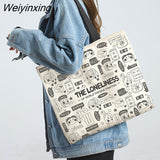 Weiyinxing Women Canvas Shopping Bags Eco Reusable Foldable Shoulder Bags Large Capacity Handbags for Groceries 2023 Dropshipping