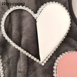 Weiyinxing Red Heart Evening Clutch Women's Designer Chic RhinestoneBlack Wallet Wedding Party Sac A Main