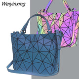 Weiyinxing Graffit Holographic Purses and Handbags Luminous Geoemtric Shoulder Bags Color chaning Crossbody Bags Tote Bag For Work