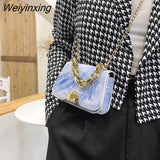 Weiyinxing British Fashion Simple Small Square Bag Women's Designer Handbag High-quality PU Leather Chain Mobile Phone Shoulder Bags