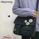 Weiyinxing Diagonal Crossbody Bags Youth Fashion Casual Ladies Handbag Shoulder Bag Solid Color Messenger Bags for Girl School Bags