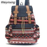 Weiyinxing Quality Women Canvas Vintage Backpack Ethnic Backpacks Bohemian Backpack Schoolbag