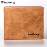 Weiyinxing Men Retro Frosted PU Wallet Two Folding Male Purse Credit Card Holder Solid Color Short Wallet Purse and Wallet