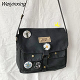 Weiyinxing Women And Men Canvas Bag Messenger Bag Large Capacity Shoulder Bag Women's Bag Metal Buckle Zipper Multiple Pockets Student Bag