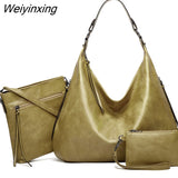 Weiyinxing FASHION 3 In 1 Large Capacity Shopping Tote for Women Luxury Bags PU Leather Purses and Handbags Leisure Shoulder Bag