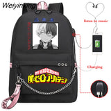 Weiyinxing Shoto Todoroki Boku No Hero Academia Book Bag Usb Charging Designer Backpack My Hero Academia Girls School Bag Mochila