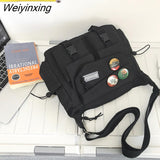 Weiyinxing Diagonal Crossbody Bags for Women Nylon Messenger Bag Youth Girl Boy Canvas Handbag Shoulder Bag Schoolbag Pack Bolsas