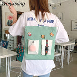 Weiyinxing for Women Canvas Shoulder Bag Reusable Shopping Bags Casual Tote Female Handbag Messenger Bag Harajuku Student Schoolbag