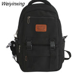 Weiyinxing Design Solid Color College Student Schoolbag Large Capacity Waterproof bag Women Lovely Backpack Teenage Girl Rucksack