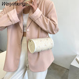 Weiyinxing Fresh Woven Bags Women Summer Fashion Texture Flower Shoulder Bag Popular Simple Cylinder Crossbody Bags for Women 2023