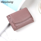 Weiyinxing Women Wallets Short Simple Tri-fold Purses Ladies Multi-card Bags Large-capacity Anti-theft Brush Purse Famale Mini Coin Bag