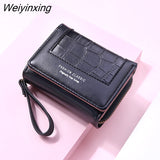 Weiyinxing Square Plaid Women's Short Wallet Large Capacity Multi-card Zipper Bags for Women 2023 Trendy Texture 3 Fold Coin Purse