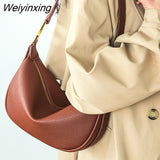 Weiyinxing Capacity Genuine Leather Shoulder Crossbody Bag for Women Fashion Solid Color Cow Genuine Women Handbag Luxury Ladies Tote