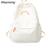 Weiyinxing Fashion Letter Printing Women Backpack Female Solid Color Nylon Travel Bag Kawaii Girl Simple Schoolbag Student School Bag