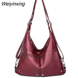 Weiyinxing Quality Soft Leather Handbag for Women Vintage Shoulder Tote Shopper Bag Luxury Ladies Large Capacity Purse Bags Sac A Main