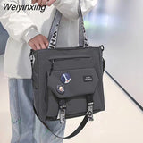 Weiyinxing Canvas Handbags Shoulder Bag Male Women Messenger Crossbody Bags Student Large Capacity School Bags Versatile Tote Bag