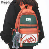 Weiyinxing Fashion Panelled Letter Printing Backpack High Quality Waterproof Nylon Women Backpack Student Couples Schoolbag Bookbag