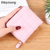 Weiyinxing Women Short Wallets Female Plaid Purses Embroidery Card Holder Wallet Fashion Woman Small Zipper Wallet With Coin Purse