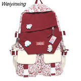 Weiyinxing Travel Kawaii Cartoon Print School Bag Trendy Female College Backpack Fashion Ladies Student Backpack Women Laptop Book Bag