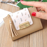 Weiyinxing Tassel Women Wallet Small Cute Wallet Women Short Leather Women Wallets Zipper Folding Purses Female Purse Clutch