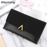 Weiyinxing Leather Women Wallets Hasp Lady Moneybags Zipper Coin Purse Woman Envelope Wallet Money Cards ID Holder Bags Purses Pocket