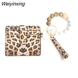 Weiyinxing Pc 8 Colors Fashion Women Bracelets Card Holder Leopard Female Business Card Case Wristband Key Chain for Men