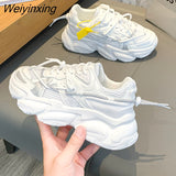 Weiyinxing Sneakers Platform Women Shoes Breathable White Shoes Women Reflective Wedges Dad Shoes Casual Women Chunky Sneakers