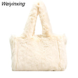 Weiyinxing Women Shoulder Bags Female Winter Plush Underarm Bags For Women 2023 Solid Color Fluffy Tote Bags Female Handbag