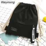 Weiyinxing New Fashion Canvas School Bags Drawstring Backpack Bag Portable Casual Backpack for Women Men Travel Backpack 911