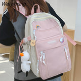 Weiyinxing High Capacity Fashion Big Student Backpack Badge Rucksack Girls School Bag Women Backpack Female Cute Leisure Travel Mochila