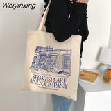 Weiyinxing Women Canvas Shopping Bag Notting Hill Books Bag Female Cotton Cloth Shoulder Bag Eco Handbag Tote Reusable Grocery Shopper Bags