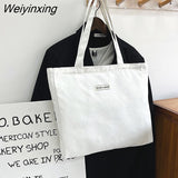 Weiyinxing Canvas Shoulder Bag Large Capacity Totes Simple Solid Color Designer Handbag Reusable Shopping Bags Casual Underarm Bag