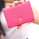 Weiyinxing Crown Women's Wallet 2023 New PU Buckle Short Wallet Student Disassembled Coin Purse Cute Small Fresh Three-fold Wallet