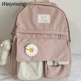 Weiyinxing College Student Backpack Cute Flower Nylon Women School Bag Lady Kawaii Backpack Female Fashion Bags Book Trendy Travel New