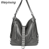 Weiyinxing Women Bag Large Capacity Rivet Leather Crossbody Bag Ladies Tote Sac Designer 3 In 1 Women Backpack Shoulder Bags Women Handbags